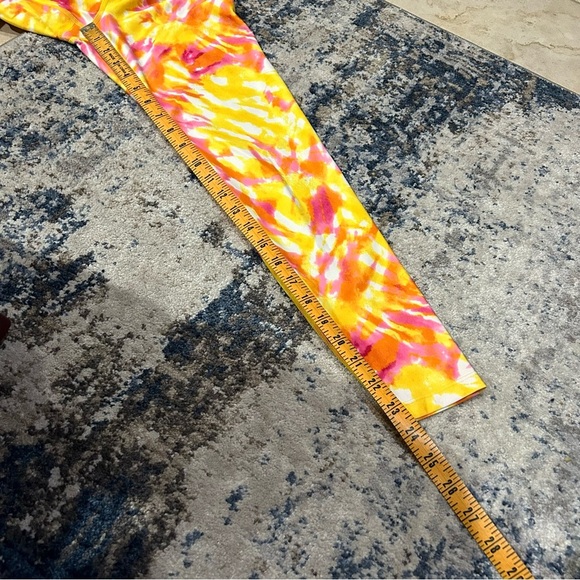 Carbon38 Printed Yellow & Pink Multi Tie-Dye High Rise 7/8 Leggings Size Small - Picture 7 of 7